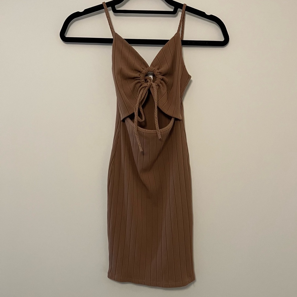 💌SOLD💌 Tan cutout mini dress